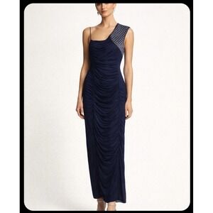 Yigal Azrouel‎ Navy One Shoulder Ruched Bodycon Cocktail Party Dress